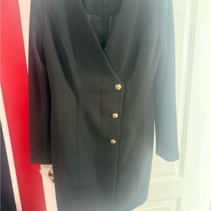 White House Black Market Black long sleeve blazer dress with Gold Buttons